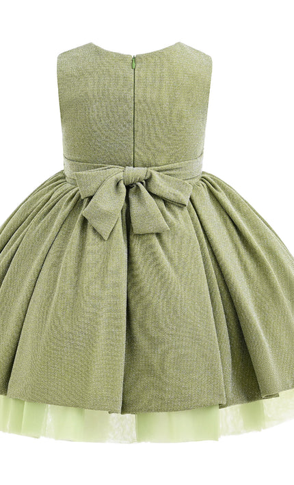 kids atelier tulleen Green Isalyn Glitter Bow Dress