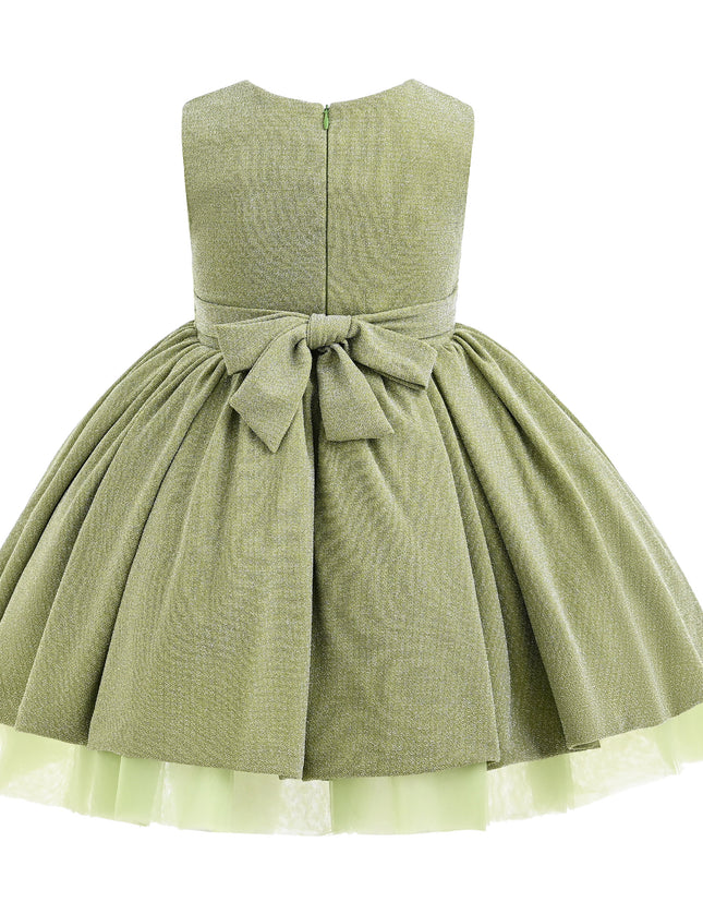 kids atelier tulleen Green Isalyn Glitter Bow Dress
