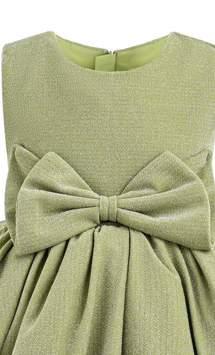 kids atelier tulleen Green Isalyn Glitter Bow Dress