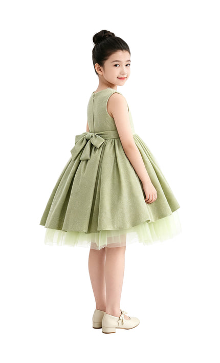 kids atelier tulleen Green Isalyn Glitter Bow Dress