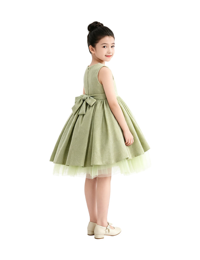 kids atelier tulleen Green Isalyn Glitter Bow Dress