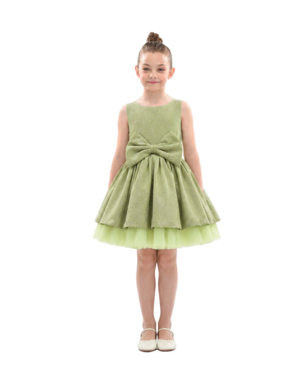 kids atelier tulleen Green Isalyn Glitter Bow Dress