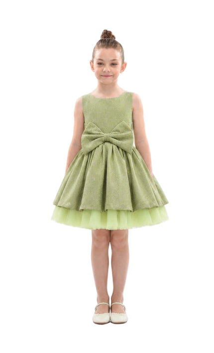 kids atelier tulleen Green Isalyn Glitter Bow Dress