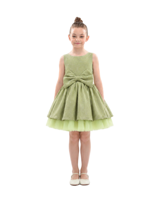 kids atelier tulleen Green Isalyn Glitter Bow Dress