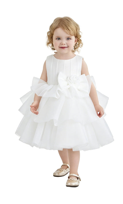 kids atelier tulleen White Altheira Bow Ruffle Dress