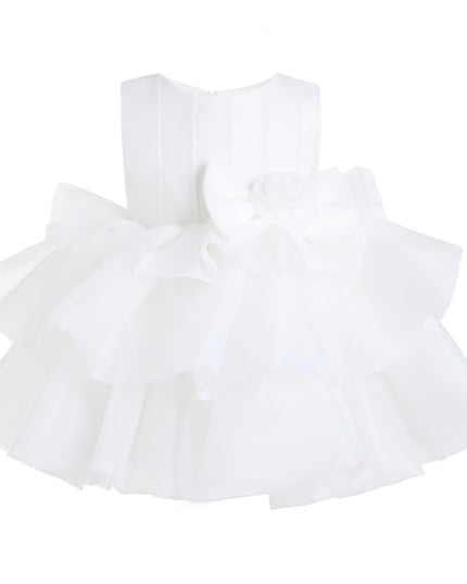 kids atelier tulleen White Altheira Bow Ruffle Dress