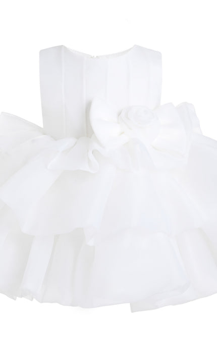 kids atelier tulleen White Altheira Bow Ruffle Dress