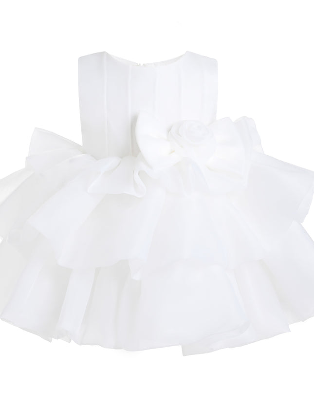 kids atelier tulleen White Altheira Bow Ruffle Dress