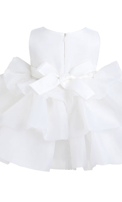 kids atelier tulleen White Altheira Bow Ruffle Dress