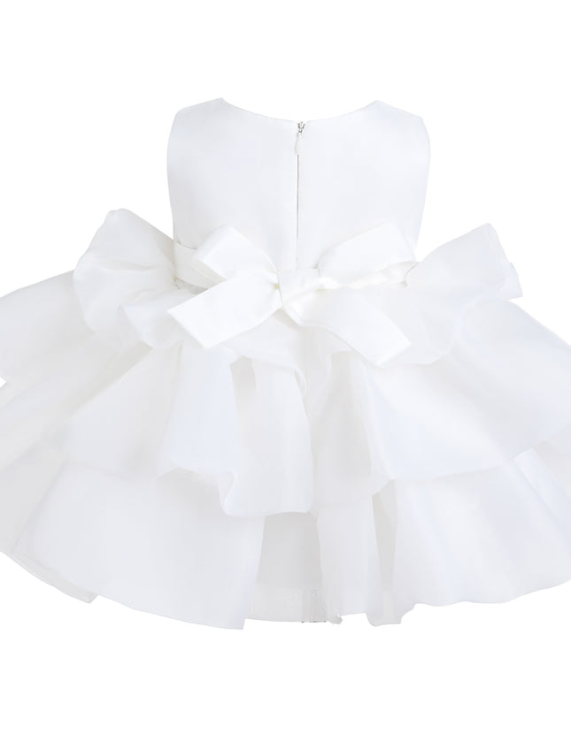 kids atelier tulleen White Altheira Bow Ruffle Dress