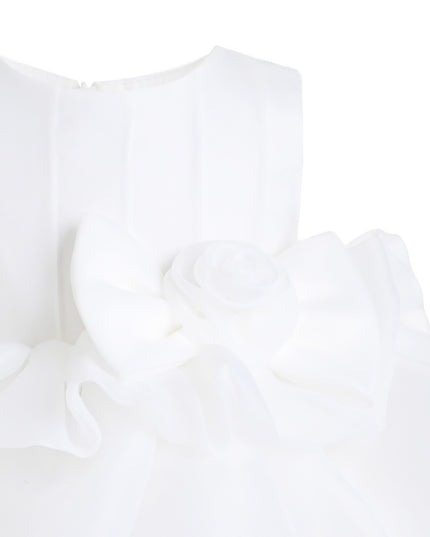 kids atelier tulleen White Altheira Bow Ruffle Dress