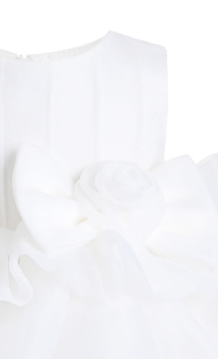 kids atelier tulleen White Altheira Bow Ruffle Dress