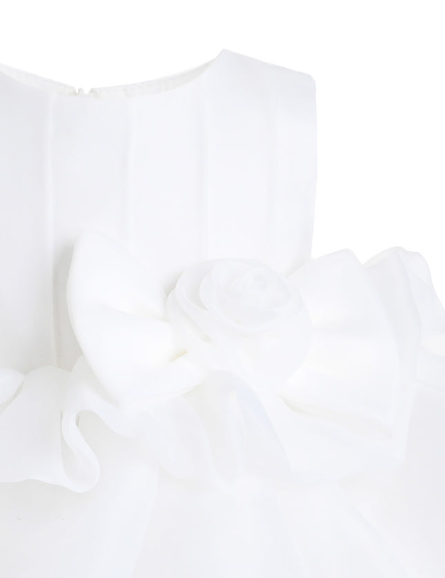 kids atelier tulleen White Altheira Bow Ruffle Dress