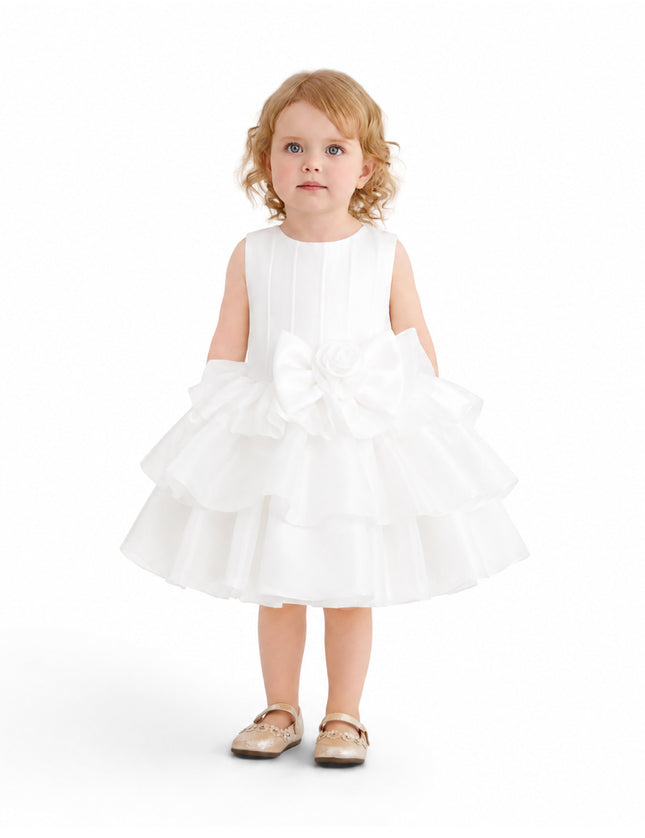 kids atelier tulleen White Altheira Bow Ruffle Dress