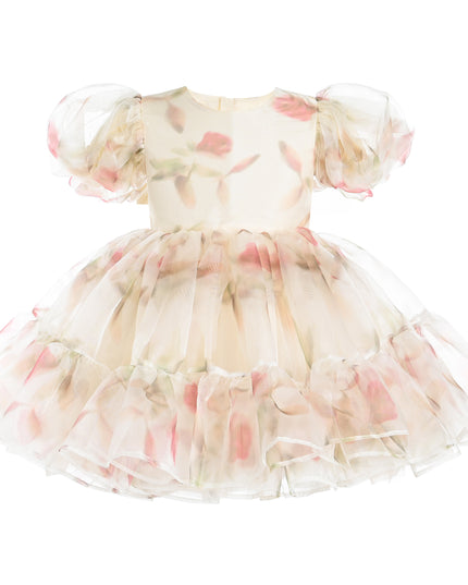 kids atelier tulleen Cream Elanora Floral Organza Dress
