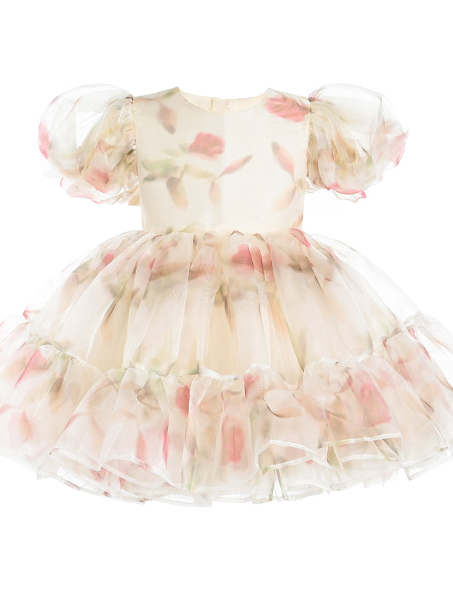 kids atelier tulleen Cream Elanora Floral Organza Dress