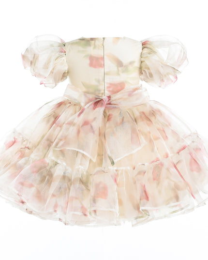 kids atelier tulleen Cream Elanora Floral Organza Dress