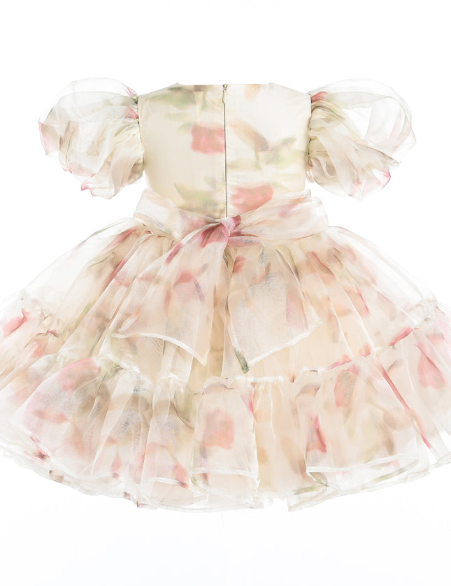kids atelier tulleen Cream Elanora Floral Organza Dress