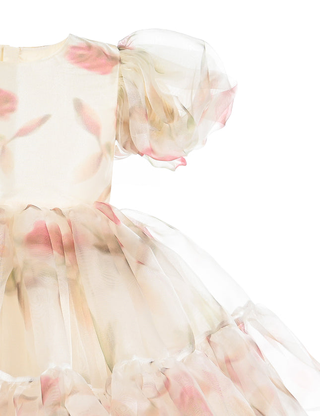 kids atelier tulleen Cream Elanora Floral Organza Dress