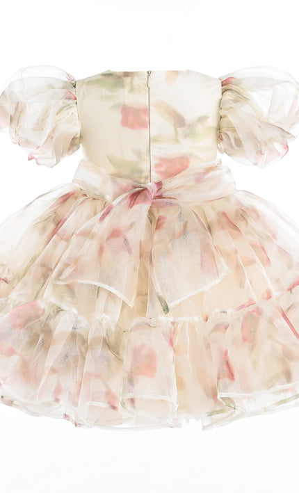 kids atelier tulleen Cream Elanora Floral Organza Dress