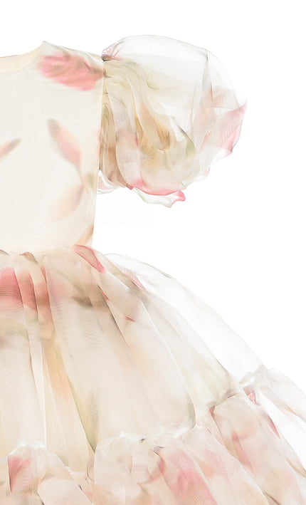 kids atelier tulleen Cream Elanora Floral Organza Dress