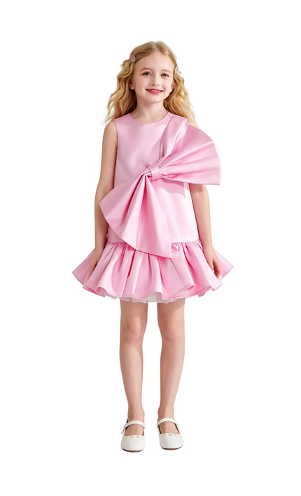 kids atelier tulleen Pink Dahlielle Satin Bow Dress