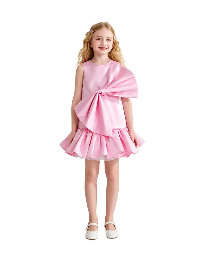 kids atelier tulleen Pink Dahlielle Satin Bow Dress