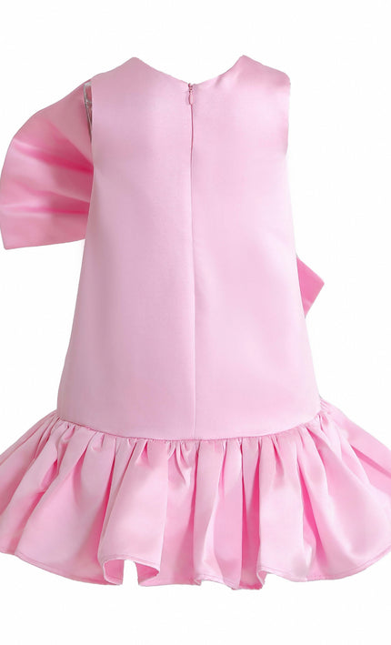 kids atelier tulleen Pink Dahlielle Satin Bow Dress