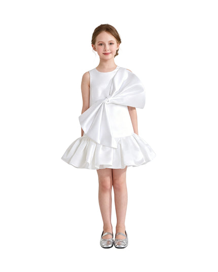 kids atelier tulleen White Dahlielle Satin Bow Dress