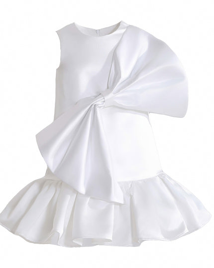 kids atelier tulleen White Dahlielle Satin Bow Dress