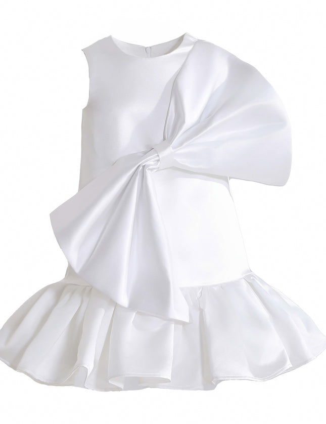 kids atelier tulleen White Dahlielle Satin Bow Dress