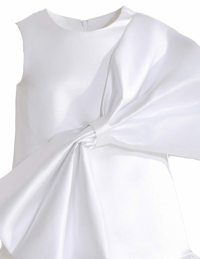 kids atelier tulleen White Dahlielle Satin Bow Dress