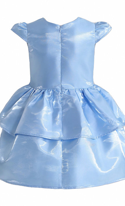 kids atelier tulleen Blue Juliora Puff Sleeve Satin Dress