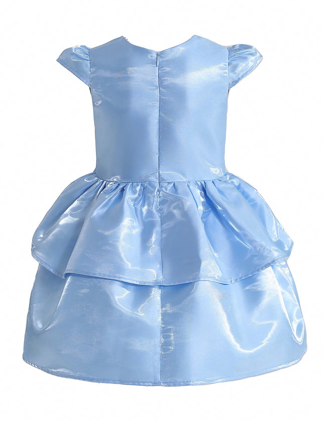 kids atelier tulleen Blue Juliora Puff Sleeve Satin Dress