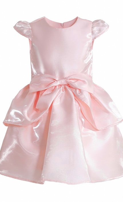 kids atelier tulleen Pink Juliora Puff Sleeve Satin Dress