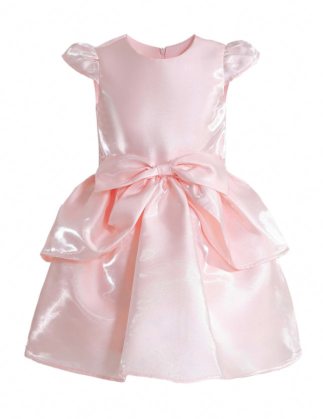 kids atelier tulleen Pink Juliora Puff Sleeve Satin Dress