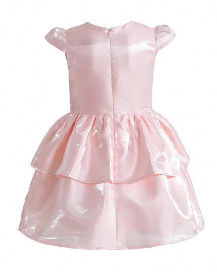 kids atelier tulleen Pink Juliora Puff Sleeve Satin Dress