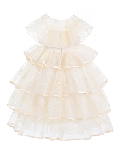 kids atelier tulleen Beige Elka Tiered Lace Dress
