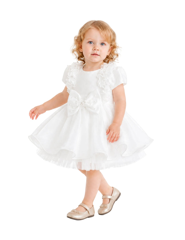 kids atelier tulleen White Celestara Ruffle Bow Dress