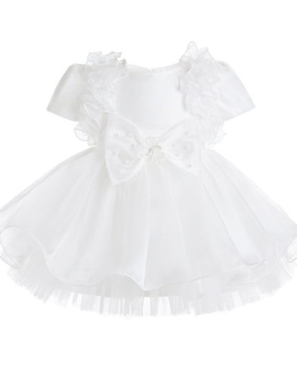 kids atelier tulleen White Celestara Ruffle Bow Dress