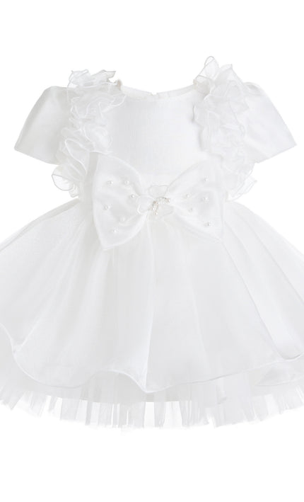 kids atelier tulleen White Celestara Ruffle Bow Dress