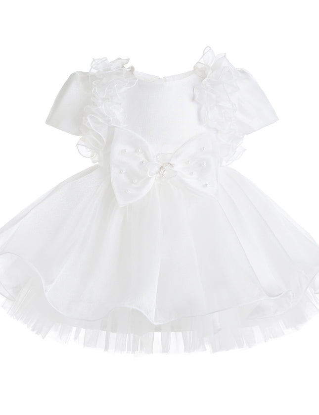 kids atelier tulleen White Celestara Ruffle Bow Dress