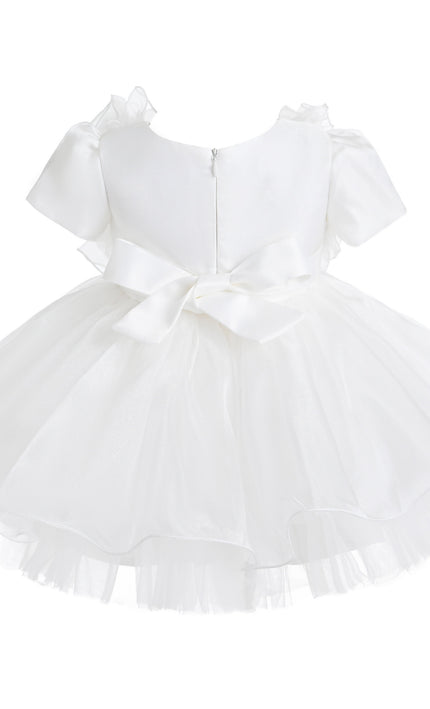 kids atelier tulleen White Celestara Ruffle Bow Dress