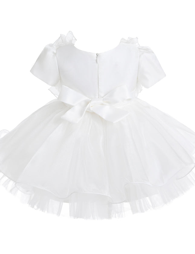 kids atelier tulleen White Celestara Ruffle Bow Dress