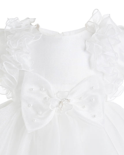 kids atelier tulleen White Celestara Ruffle Bow Dress