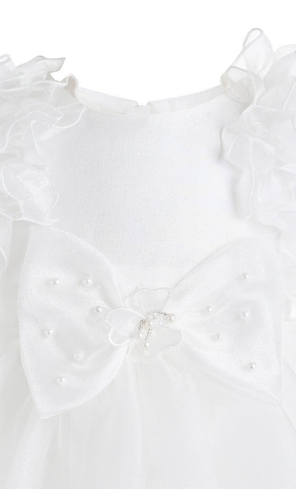 kids atelier tulleen White Celestara Ruffle Bow Dress