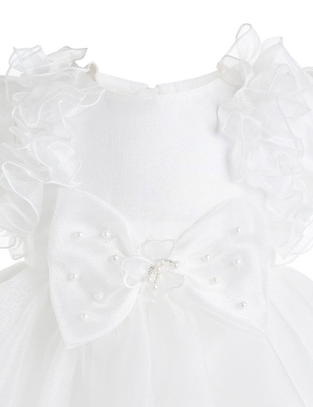 kids atelier tulleen White Celestara Ruffle Bow Dress
