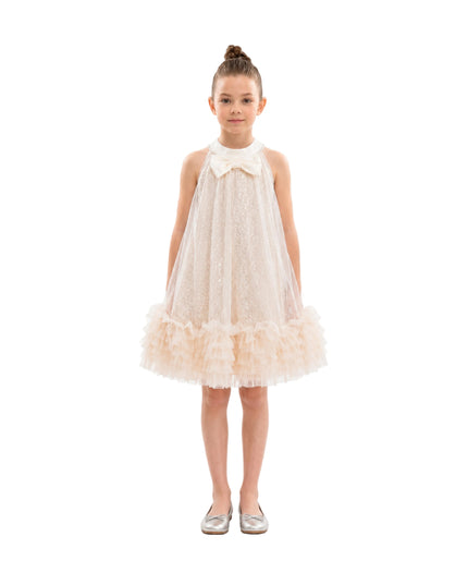 kids atelier tulleen Beige Tansy Petal Cascade Dress