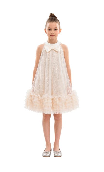 kids atelier tulleen Beige Tansy Petal Cascade Dress