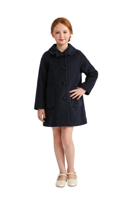 kids atelier tulleen Navy Winter Bow Coat